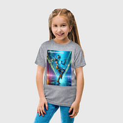 Футболка хлопковая детская Cool cyber dancer - neon glow, цвет: меланж — фото 2
