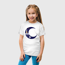 Футболка хлопковая детская Лунный маяк, цвет: белый — фото 2