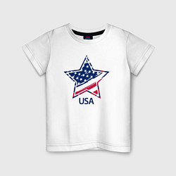 Футболка хлопковая детская Star - USA, цвет: белый