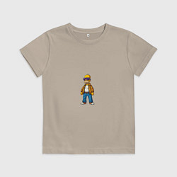 Футболка хлопковая детская Гомер Симпсон в крутых очках, цвет: миндальный