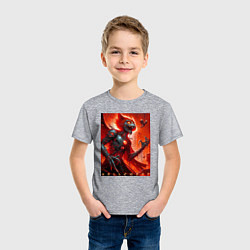 Футболка хлопковая детская Кибер кошка ведьма - хэллоуин, цвет: меланж — фото 2