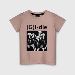Футболка хлопковая детская G I-dle группа в стиле империи, цвет: пыльно-розовый