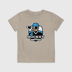 Футболка хлопковая детская Турнир по хоккею, цвет: миндальный