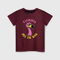 Футболка хлопковая детская Flamingo all the way, цвет: меланж-бордовый