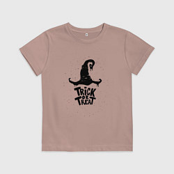 Футболка хлопковая детская Хэллоуин - кошелек или жизнь, цвет: пыльно-розовый