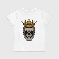 Футболка хлопковая детская Череп с короной, цвет: белый