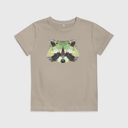 Футболка хлопковая детская Милый енотик, цвет: миндальный