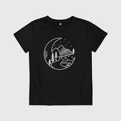 Футболка хлопковая детская Ночной волк, цвет: черный