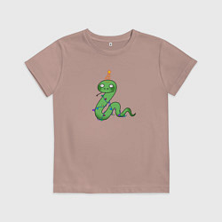 Футболка хлопковая детская Змейка - символ года, цвет: пыльно-розовый