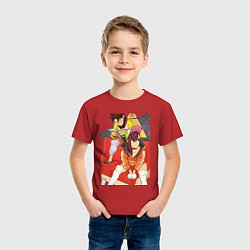 Футболка хлопковая детская Дандадан: Момо Аясэ, цвет: красный — фото 2