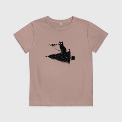 Футболка хлопковая детская Котик уронил елку, цвет: пыльно-розовый