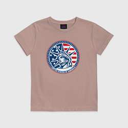 Футболка хлопковая детская USA flag New York, цвет: пыльно-розовый