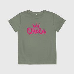 Футболка хлопковая детская Pink queen, цвет: авокадо