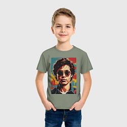 Футболка хлопковая детская Ретро портрет, цвет: авокадо — фото 2