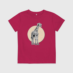 Футболка хлопковая детская Круг жираф, цвет: маджента