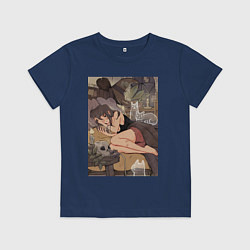Футболка хлопковая детская Ведьма арт, цвет: тёмно-синий