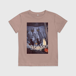 Футболка хлопковая детская Коты на хэллоуин, цвет: пыльно-розовый