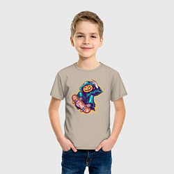 Футболка хлопковая детская Halloween skater, цвет: миндальный — фото 2