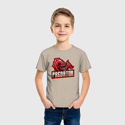 Футболка хлопковая детская Рыбка хищник, цвет: миндальный — фото 2