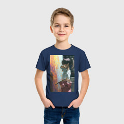Футболка хлопковая детская Художник рисует, цвет: тёмно-синий — фото 2