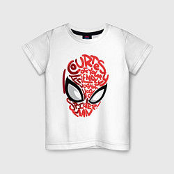 Футболка хлопковая детская Spider-Man text, цвет: белый