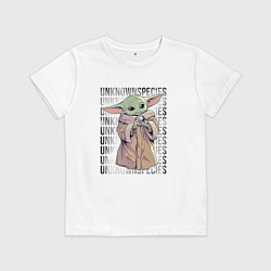 Футболка хлопковая детская Мандалорец - Беби Йода, цвет: белый