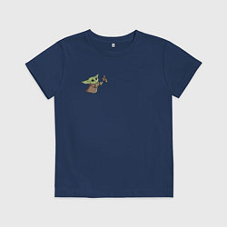 Футболка хлопковая детская Малыш - Беби Йода, цвет: тёмно-синий