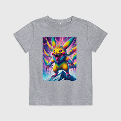 Футболка хлопковая детская Дикий горный Пикачу - нейроарт, цвет: меланж