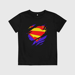 Футболка хлопковая детская Супермен, цвет: черный