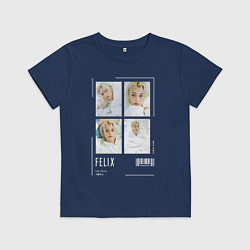 Футболка хлопковая детская Felix stray kids cute, цвет: тёмно-синий