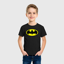 Футболка хлопковая детская Batman logo, цвет: черный — фото 2