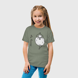 Футболка хлопковая детская Йога овечка, цвет: авокадо — фото 2