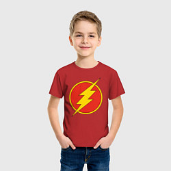 Футболка хлопковая детская Flash logo, цвет: красный — фото 2