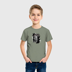 Футболка хлопковая детская Веселая смерть в капюшоне, цвет: авокадо — фото 2