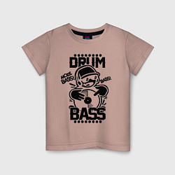 Футболка хлопковая детская Drum n Bass: More Bass, цвет: пыльно-розовый