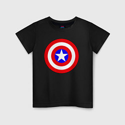 Футболка хлопковая детская Captain America logo, цвет: черный