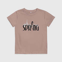 Футболка хлопковая детская Весна в Париже, цвет: пыльно-розовый