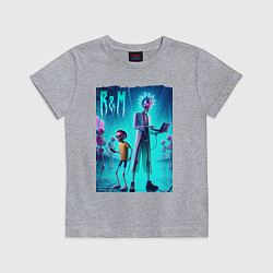 Футболка хлопковая детская Rick and Morty - neon glow, цвет: меланж