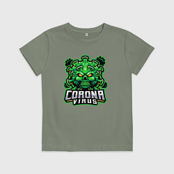 Футболка хлопковая детская Corona virus, цвет: авокадо