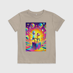Футболка хлопковая детская Rick and Morty - surrealistic fantasy, цвет: миндальный