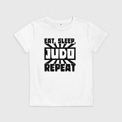 Футболка хлопковая детская Есть спать дзюдо, цвет: белый