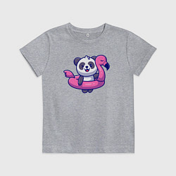 Футболка хлопковая детская Панда и фламинго, цвет: меланж