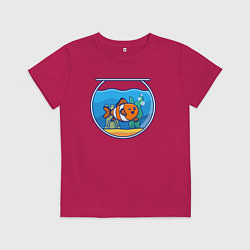 Футболка хлопковая детская Рыбка в аквариуме, цвет: маджента