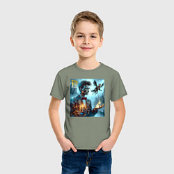 Футболка хлопковая детская Harry Potter wizard - cyberpunk, цвет: авокадо — фото 2