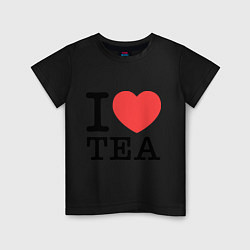 Футболка хлопковая детская I love tea, цвет: черный