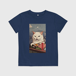 Футболка хлопковая детская Cat meme - japan style, цвет: тёмно-синий