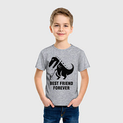 Футболка хлопковая детская Godzilla best friend, цвет: меланж — фото 2