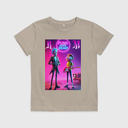 Футболка хлопковая детская Rick and Morty - neon fantasy, цвет: миндальный