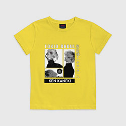 Футболка хлопковая детская Токийский Гуль Kaneki Ken, цвет: желтый