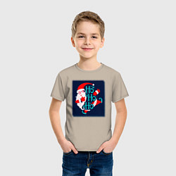 Футболка хлопковая детская Санта Клаус спешит поздравить, цвет: миндальный — фото 2